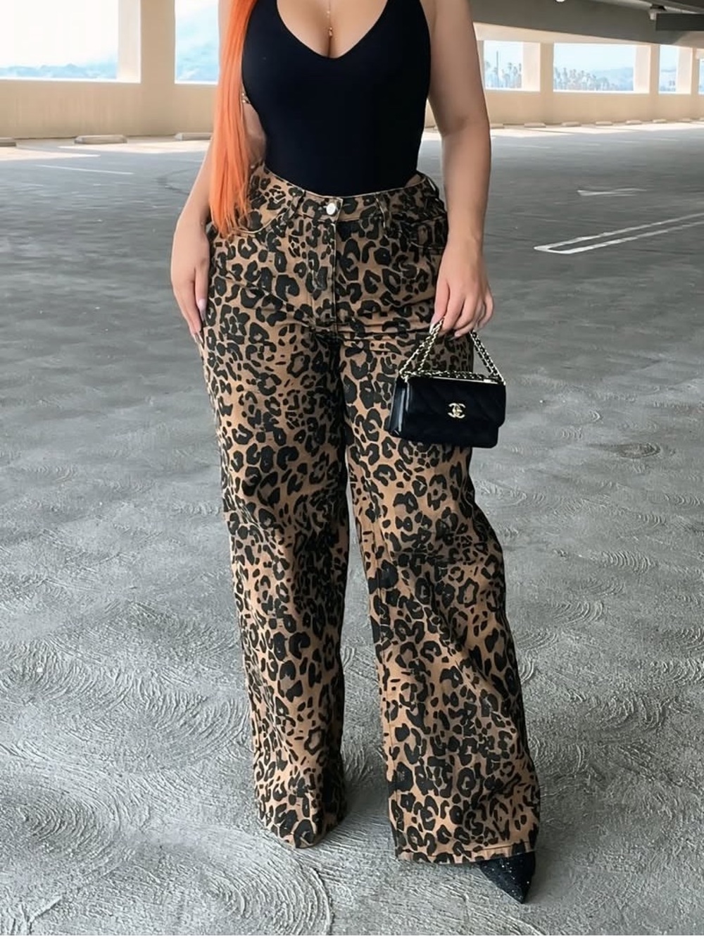 Leopard Print Wide-Leg Pants